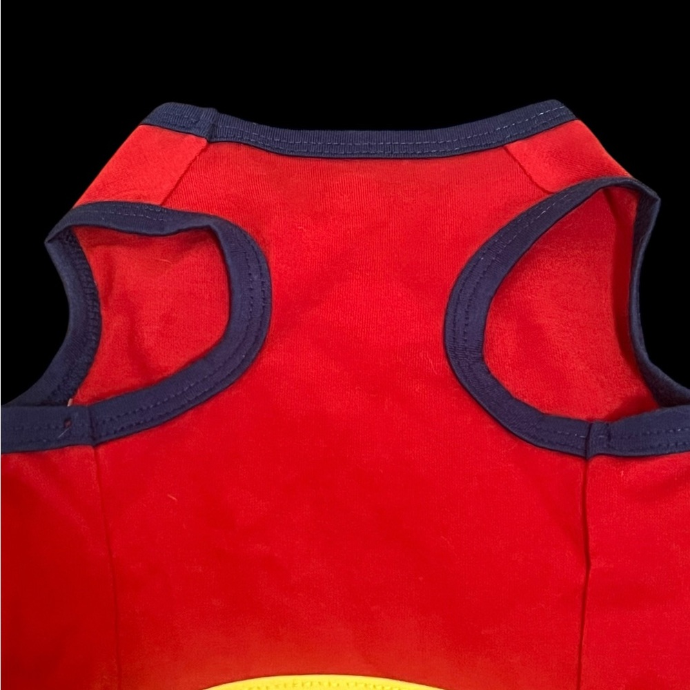 Adorable Red and Yellow Sleeveless Top For Dogs with Love Embroidery - Picture 3 of 6